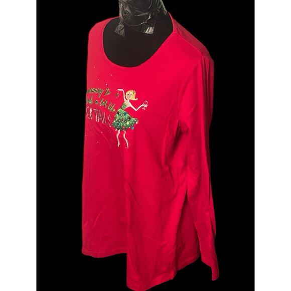 Christmas Red Blouse Size 14/16W It’s Beginning To Look A Lot Like Cocktails...‎ - Picture 3 of 7